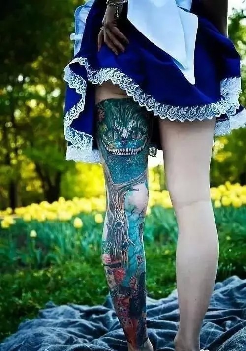 炫酷时尚花腿纹身