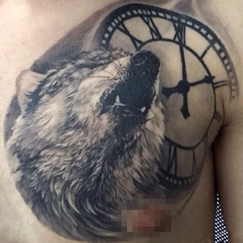 凶狠的狼头纹身图片欣赏