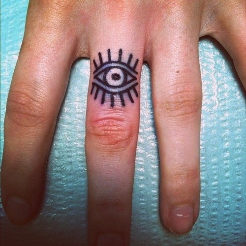 手指上一只眼睛纹身