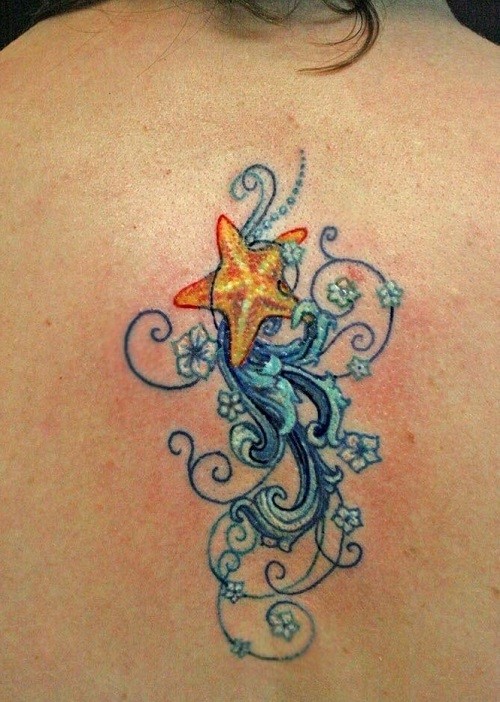 清新海星图案纹身