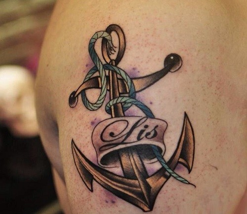 水手风格船锚纹身图片