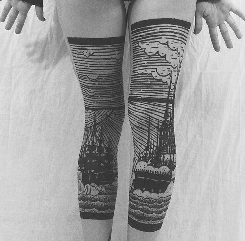 纹在人体上的立体风景建筑艺术