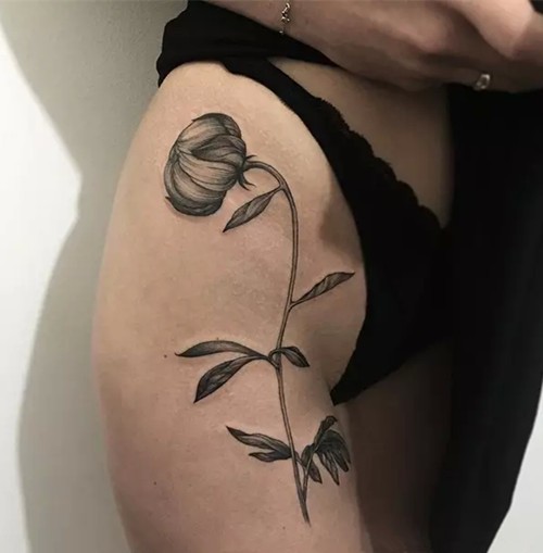 唯美黑灰花草纹身作品集