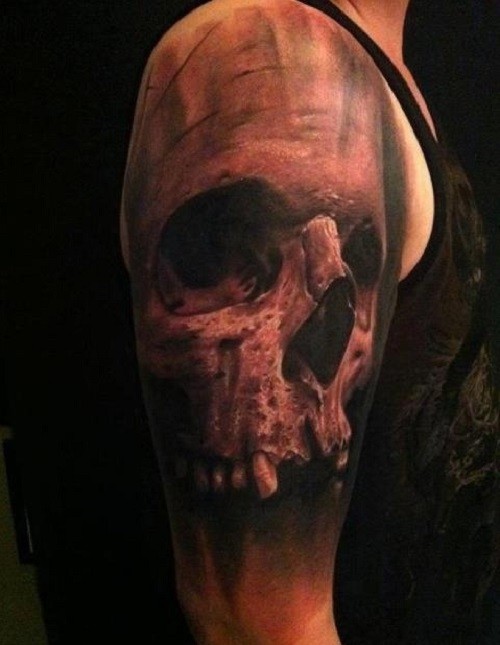 死亡亦是重生，欧美黑灰骷髅纹身欣赏