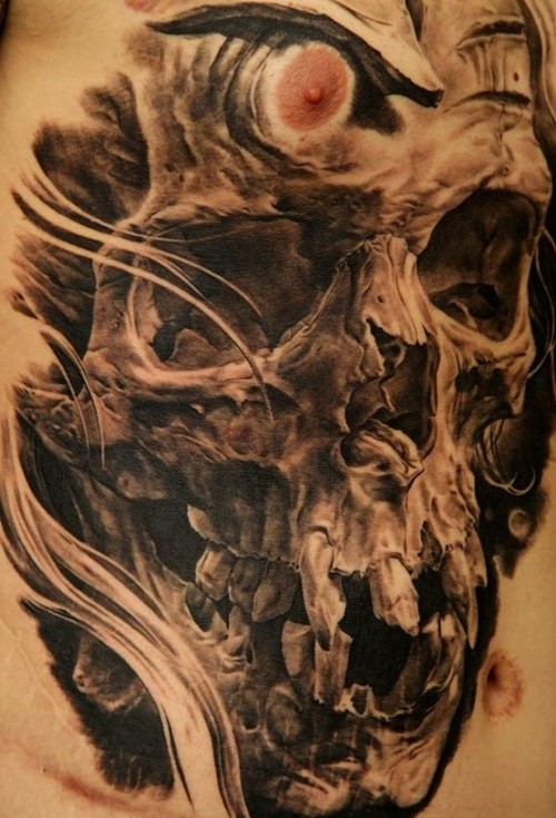 死亡亦是重生，欧美黑灰骷髅纹身欣赏