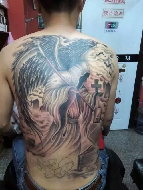 生命终结者  满背死神纹身图案