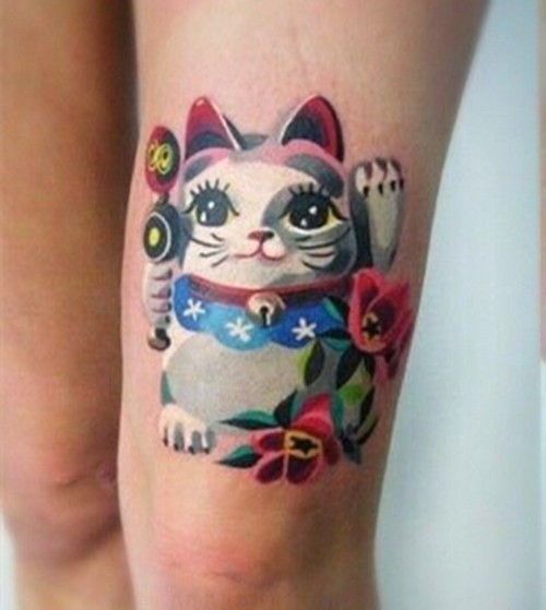 女生最爱  超可爱的招财猫纹身