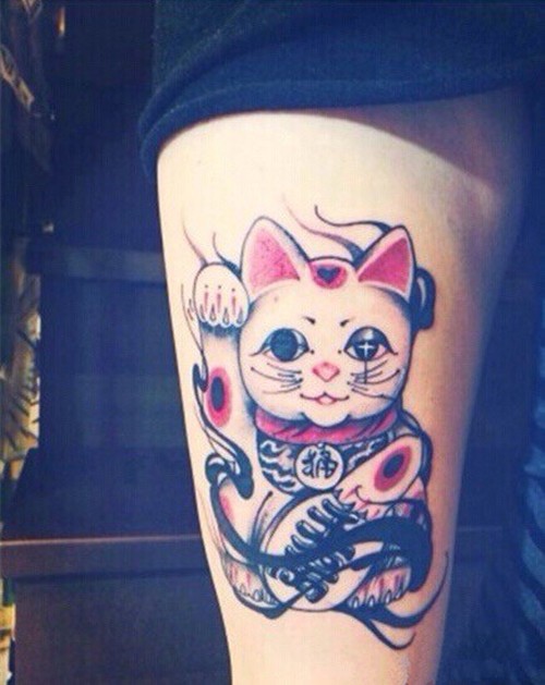 女生最爱  超可爱的招财猫纹身
