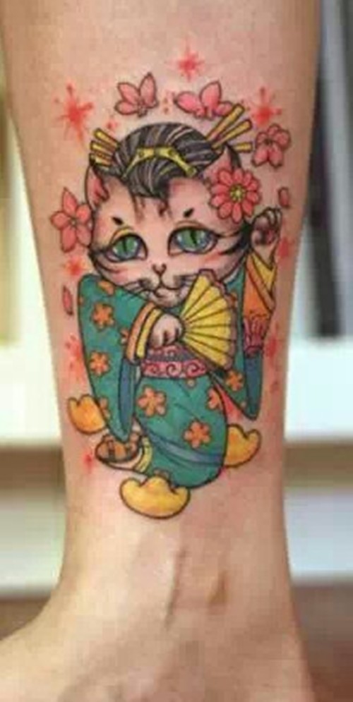 女生最爱  超可爱的招财猫纹身
