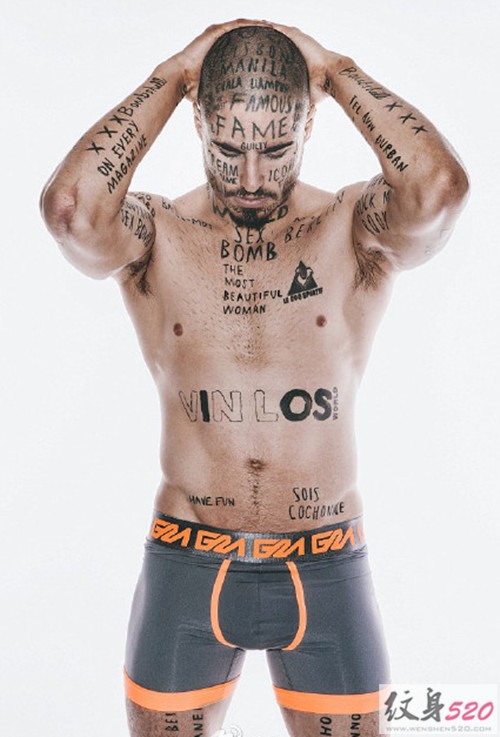 加拿大男模Vin Los 的另类字母纹身秀