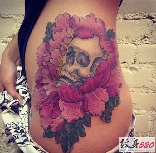 富贵圆满的牡丹花纹身