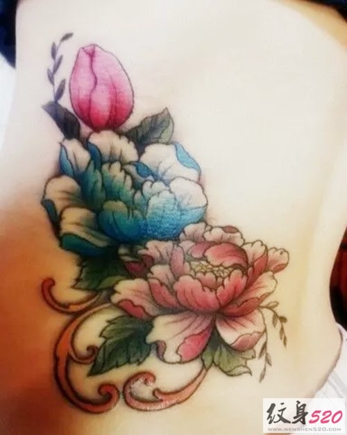 富贵圆满的牡丹花纹身