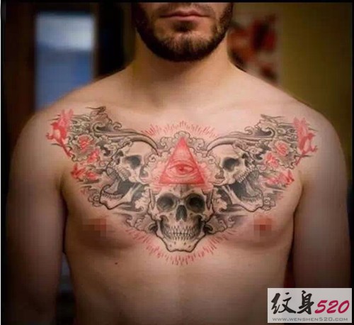 男性前胸创意纹身图片