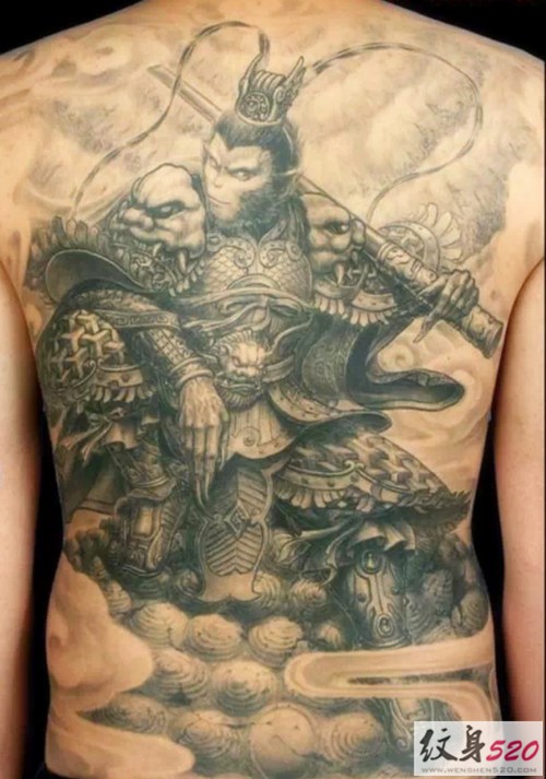 一组满背西游记人物纹身图案