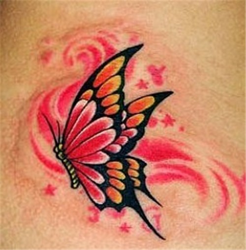 石化纹身店  好看的彩色蝴蝶纹身  远航纹身