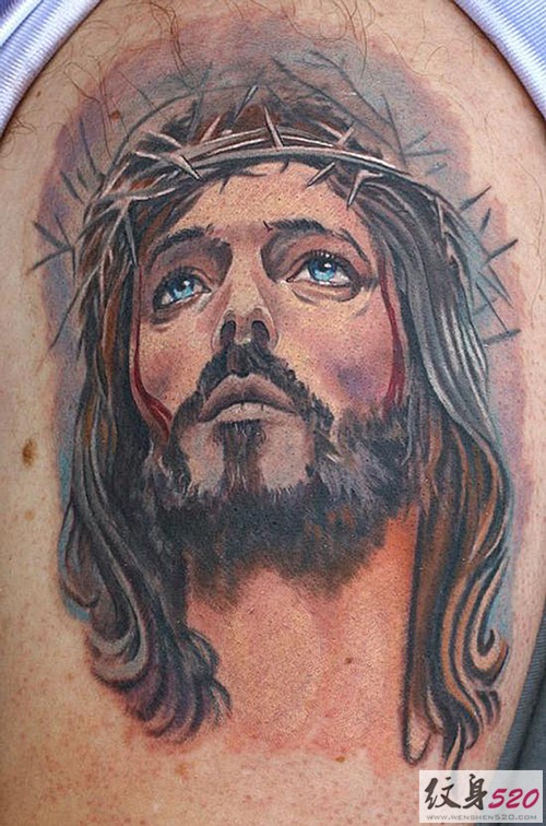 手臂救世主耶稣纹身图案