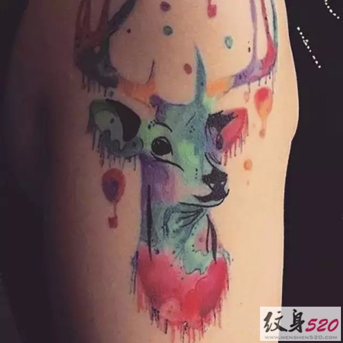 清新森林系小鹿纹身图案大全