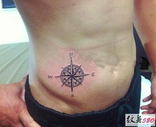 男性腹部多样纹身