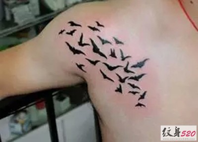 唯美的大雁纷飞纹身图片