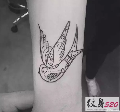可爱的黑白燕子纹身图案大全