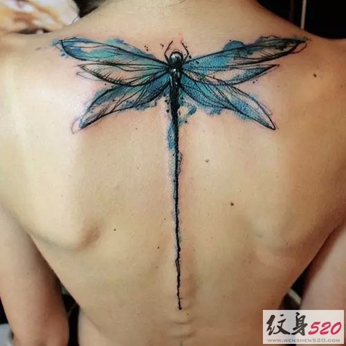 背部唯美蜻蜓纹身图案大全