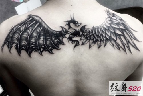 一组天使恶魔翅膀纹身图案