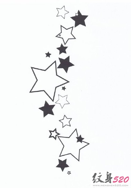 唯美浪漫的五角星纹身手稿