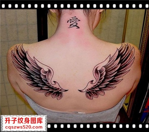 后背翅膀纹身，重庆纹身，江北观音桥纹身店