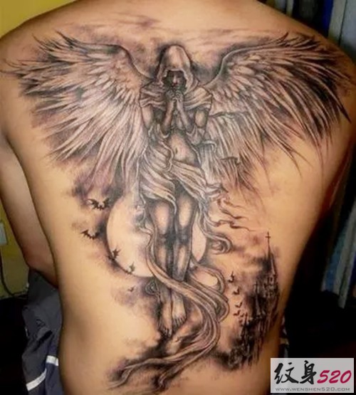 经典系列之满背天使纹身