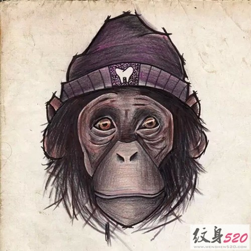 十二生肖之猴纹身手稿素材
