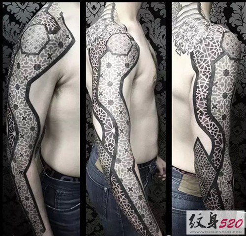 超赞的暗黑系花臂纹身