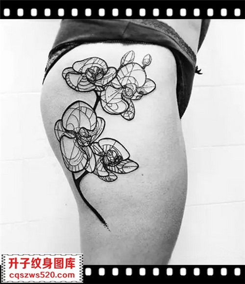 大腿纹身 抽象花纹身 升子刺青 重庆万州区纹身   成都纹身