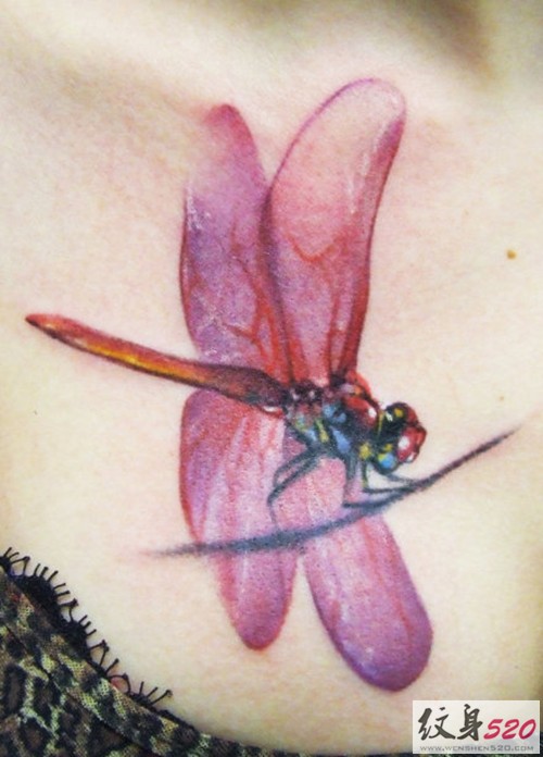 超赞的水彩蜻蜓纹身图案