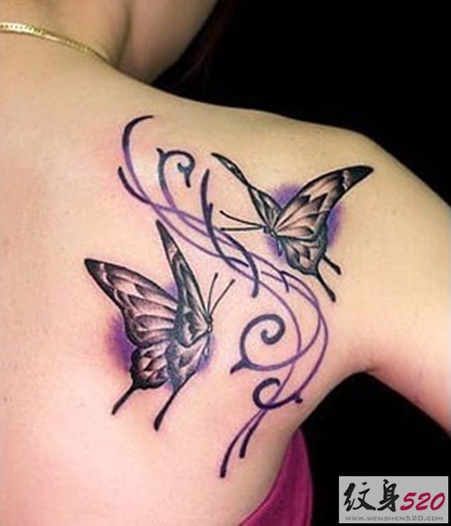 超唯美的梦幻蝴蝶纹身图案大全