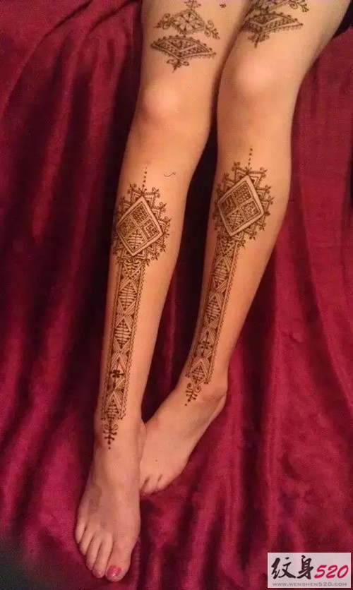 各式大花腿纹身图集