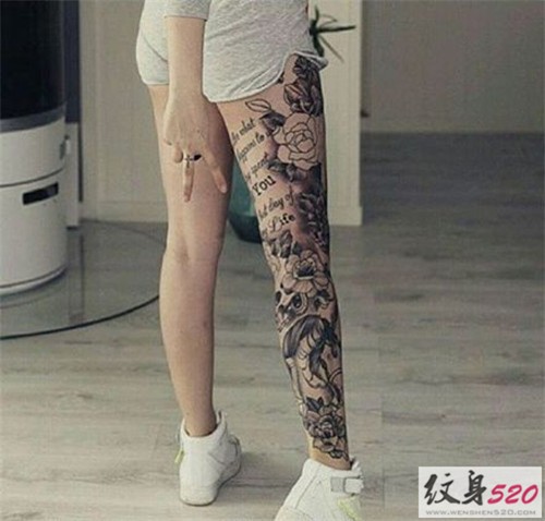 各式大花腿纹身图集
