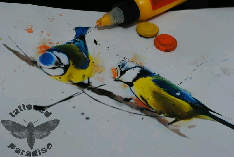 漂亮好看的水彩鸟手稿