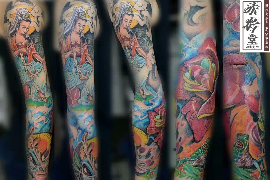 非常好看霸气的中国式花臂纹身图案