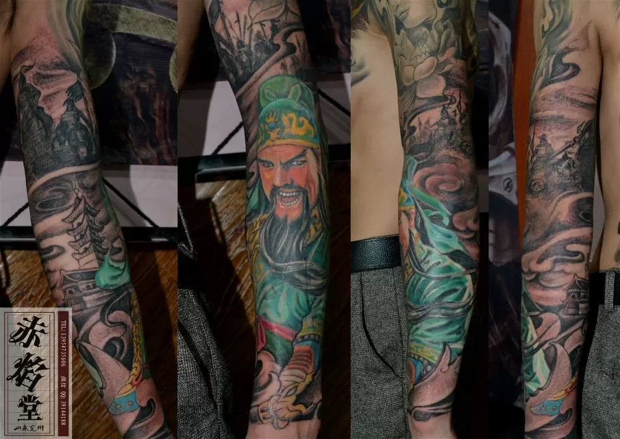 非常好看霸气的中国式花臂纹身图案