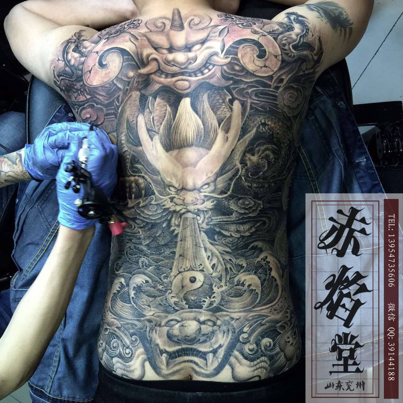九龙壁满背龙纹身  岳阳新刺客纹身