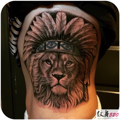 时尚个性的印第安狮子纹身图案