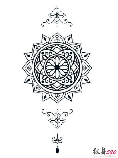 传统经典的梵花纹身手稿素材
