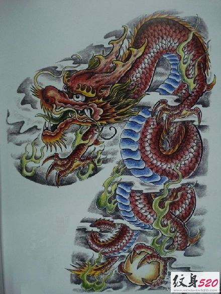 时尚的龙半甲纹身素材手稿