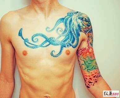 酷炫帅气的章鱼纹身