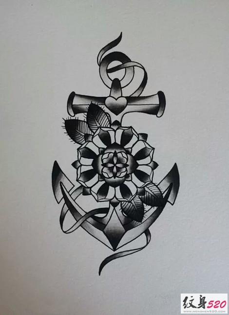 大气时尚的船锚纹身手稿素材