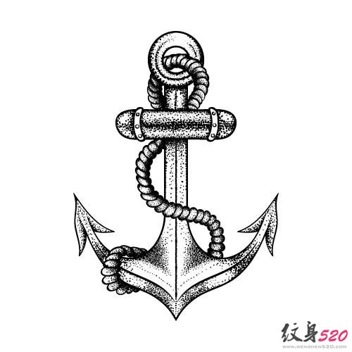 大气时尚的船锚纹身手稿素材