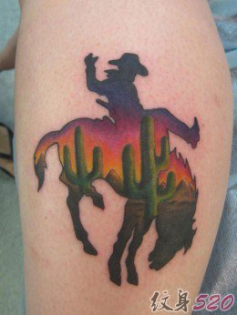 欧美cowboy牛仔男孩纹身图案