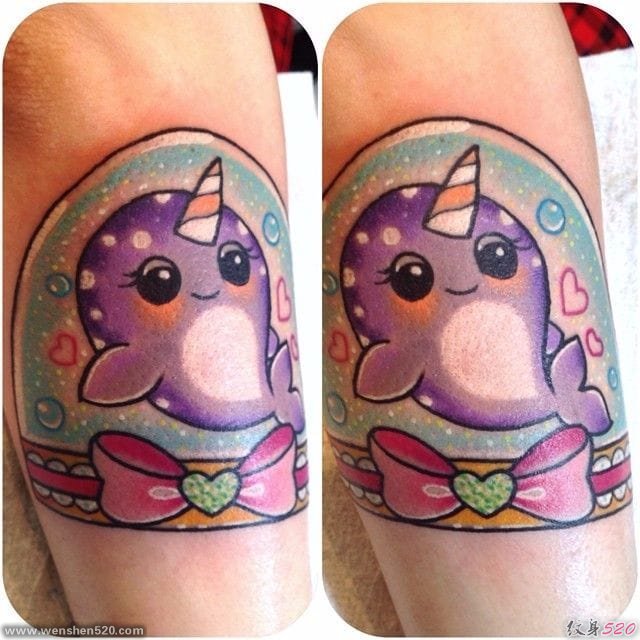 可爱的独角鲸纹身图案