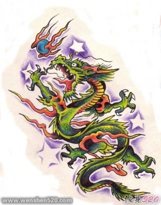 23款漂亮霸气的彩色龙纹身图案手稿