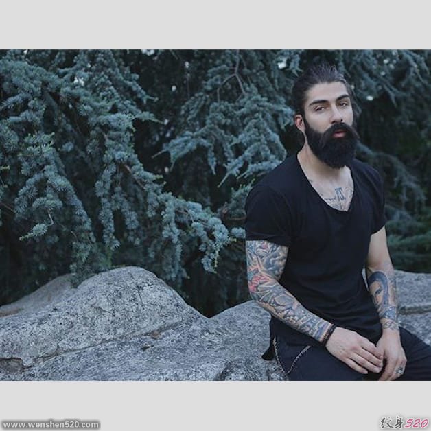 一组帅气的欧美纹身男